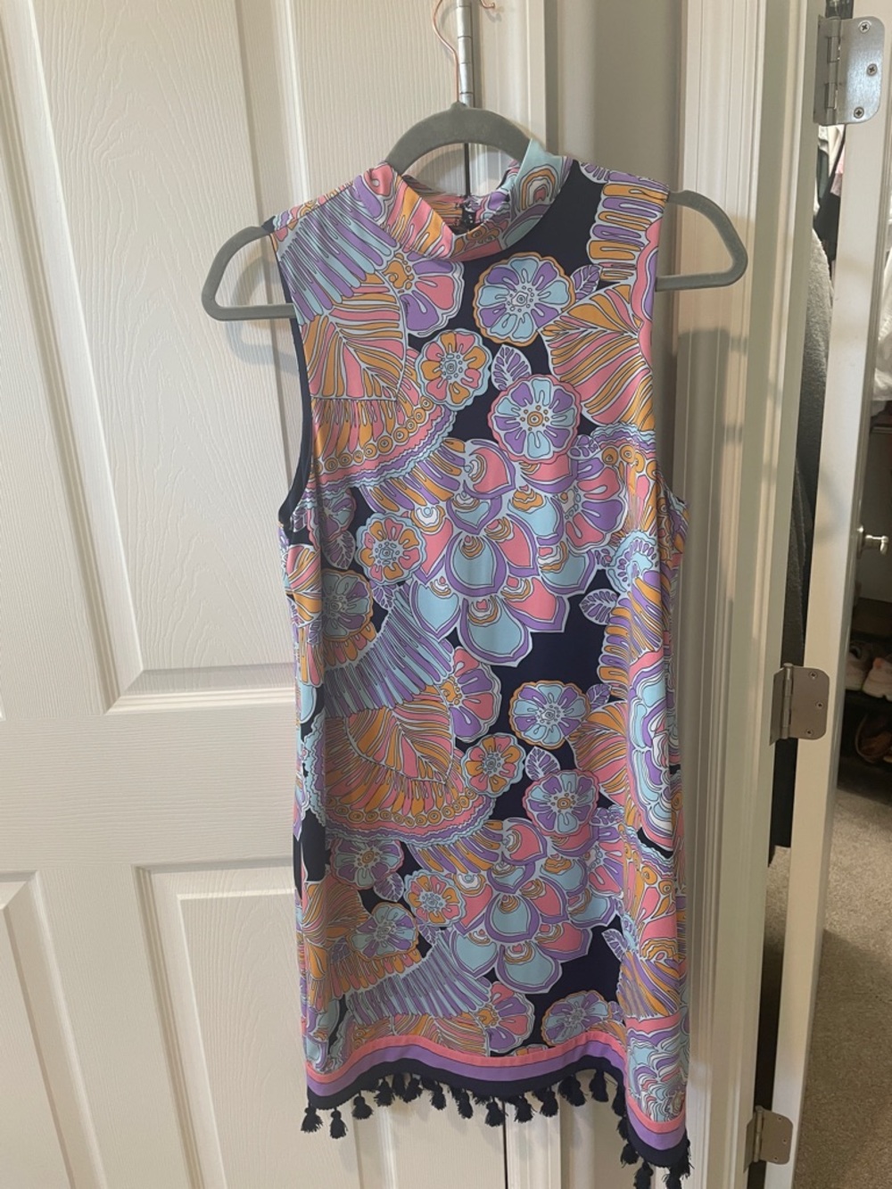 Trina Turk Floral Print dress in Navy, Lavender, Pink & Yellow